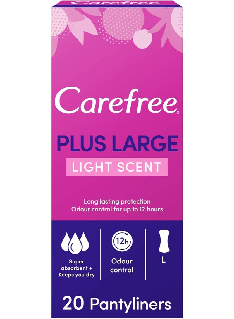 Carefree Daily Panty Liners Plus Large, Light Scent, Pack of 20 - great Fit Design for Comfortable, Discreet Protection Throughout the Day (Packaging May Vary) - Image 1